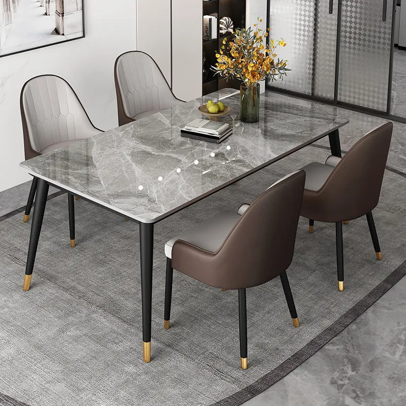 Gray Sintered Stone Dining Table Traditional Luxury Dining Table with 4 Legs