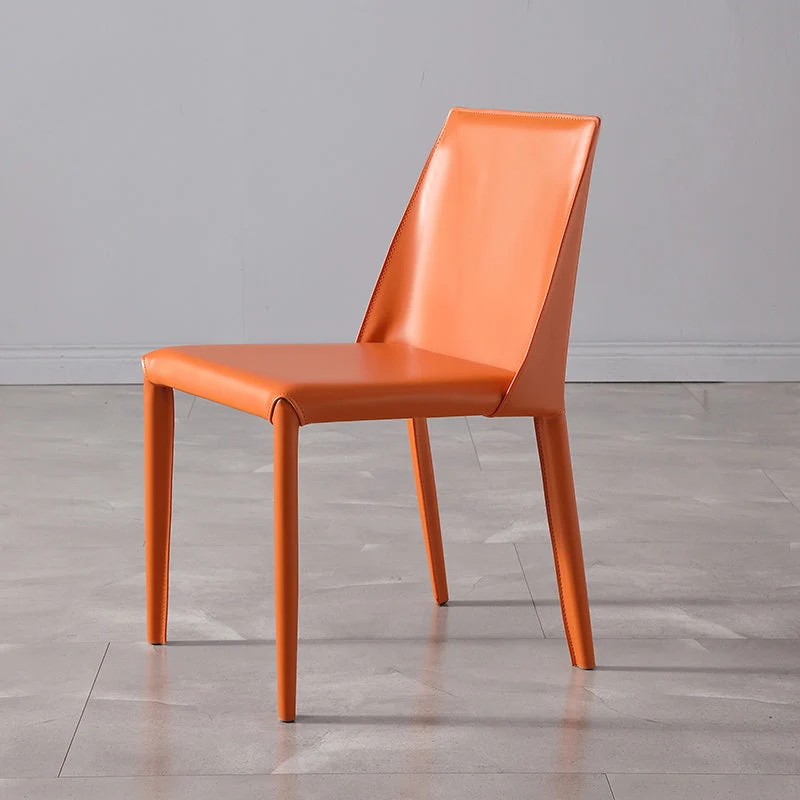 Low Back Side Chair with Leather Legs Metal Contemporary Dining Chair for Home