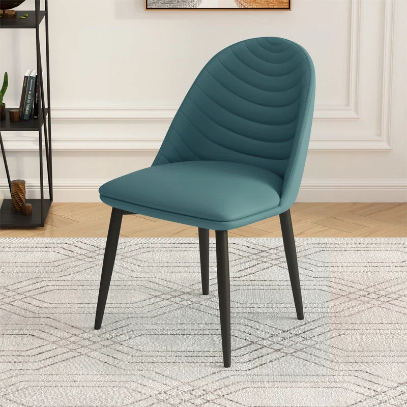 Contemporary Dining and Accent Chairs Matte Finish Leather Curved Parsons Chair