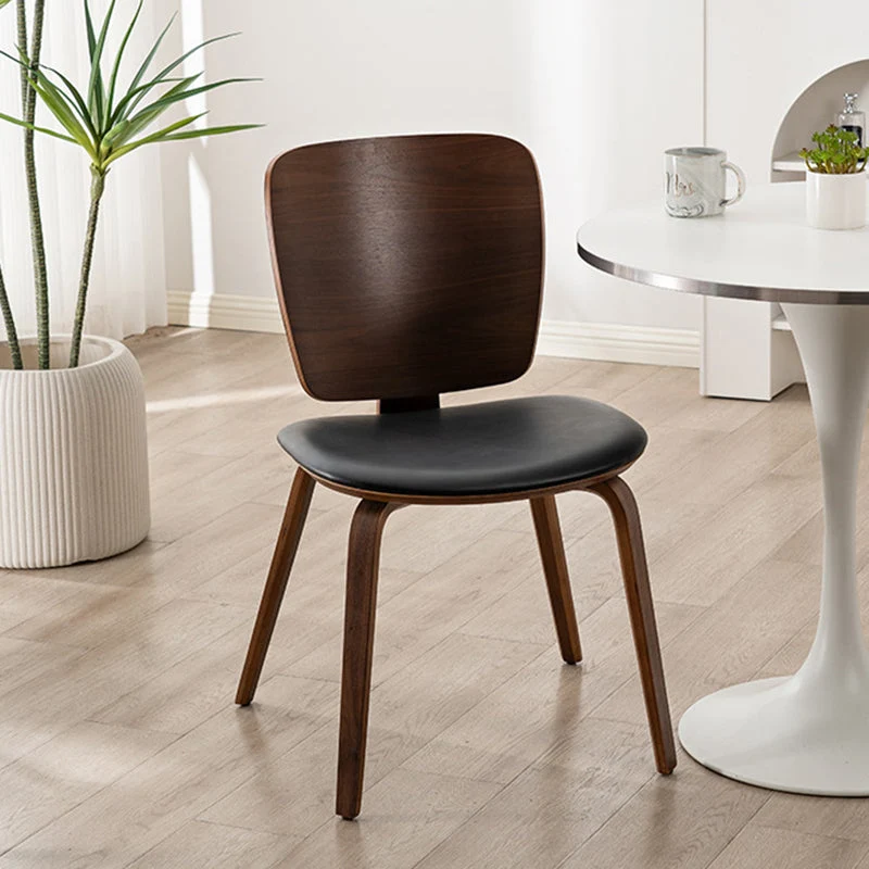 Contemporary Simplicity PU Leather Upholstered Veneered Laminated Board Frame Dining Chair For Living Room