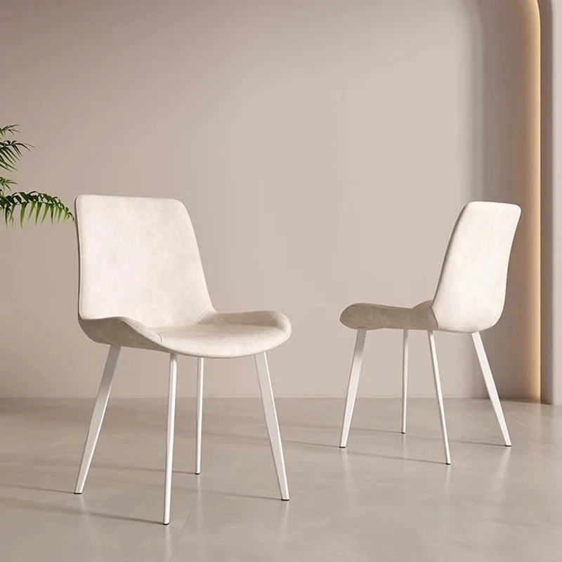 Contemporary Scandinavian Microfiber Leather Carbon Steel Sponge Square Curved Dinining Chair Backrest For Dining Room