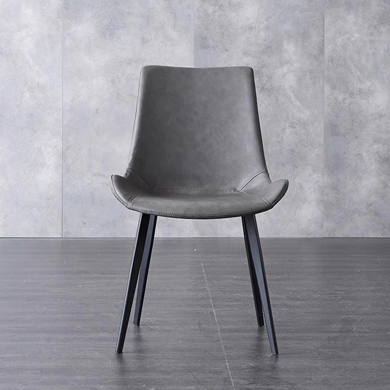Contemporary Scandinavian Microfiber Leather Carbon Steel Sponge Square Curved Dinining Chair Backrest For Dining Room