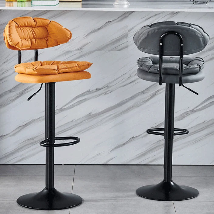 Modern Simplicity Microfiber Leather Iron SGS Sponge Semicircular Counter Stool Backrest Footrest For Kitchen