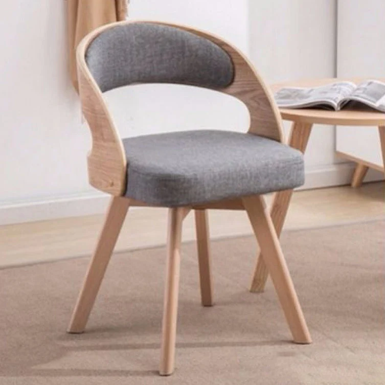 Contemporary Nordic Fabric Upholstered Beech Wood Plywood Splayed Legs Dining Chair Curved Back For Dining Room