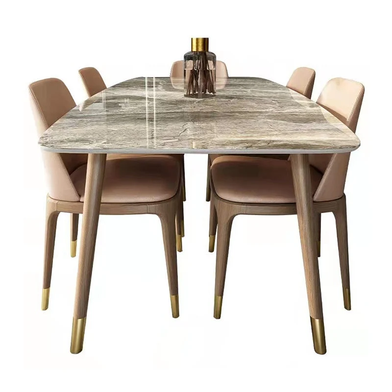 Mid-Century Modern Dining Table Stone Top Dining Table with 4 Legs