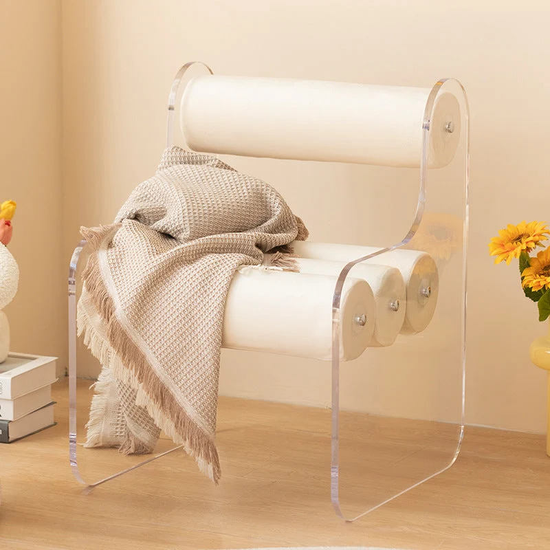 Contemporary Creative Cylinder Acrylic Velvet Chair Backrest Armless For Living Room