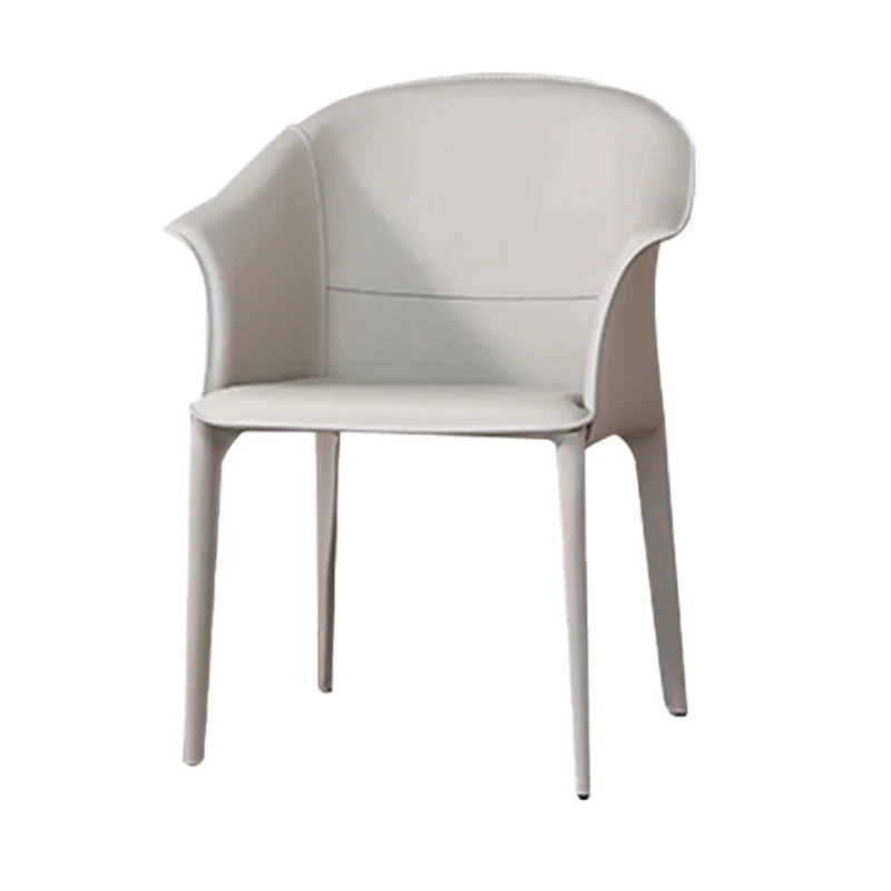 Beige and Brown Dining Chairs Modern Faux Leather Arm Side Chair