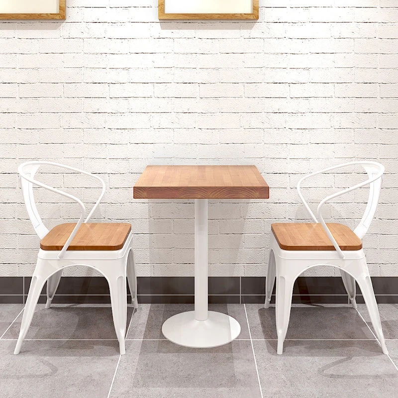 Industrial Pine Wood Table for Restaurant Dining Table with Metal Pedestal Base