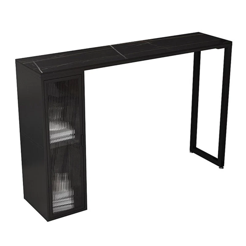 Modern Sintered Stone Top Rectangle Bar Dining Table with Storage