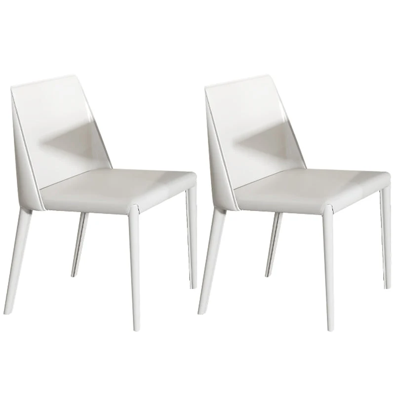 Low Back Armless Dining Chairs Modern Faux Leather Side Chair