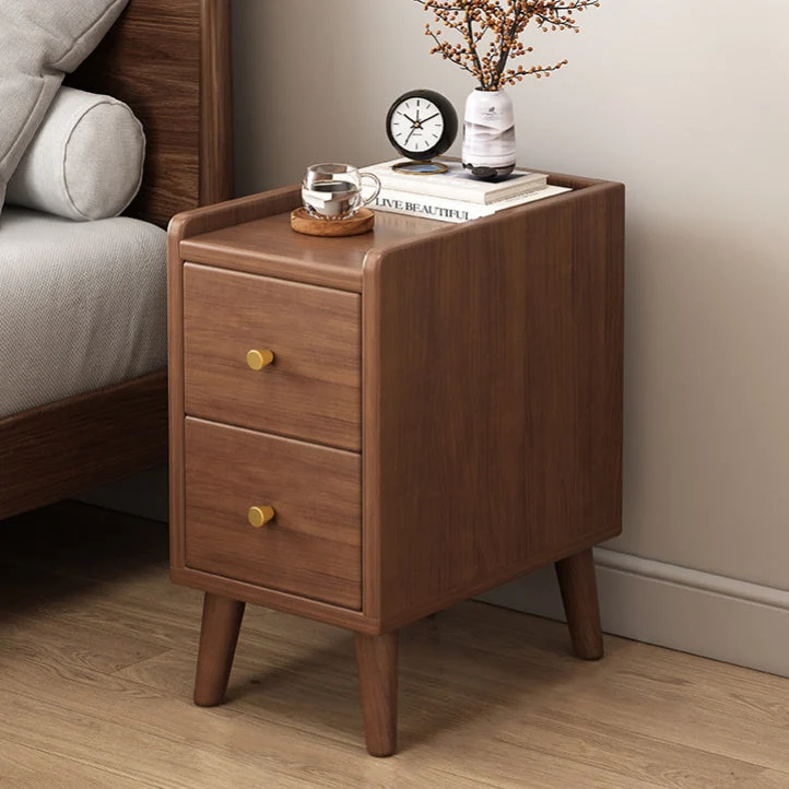 Contemporary Nordic Cube Square Medium Density Fiberboard Nightstand 2 - Drawer For Bedroom