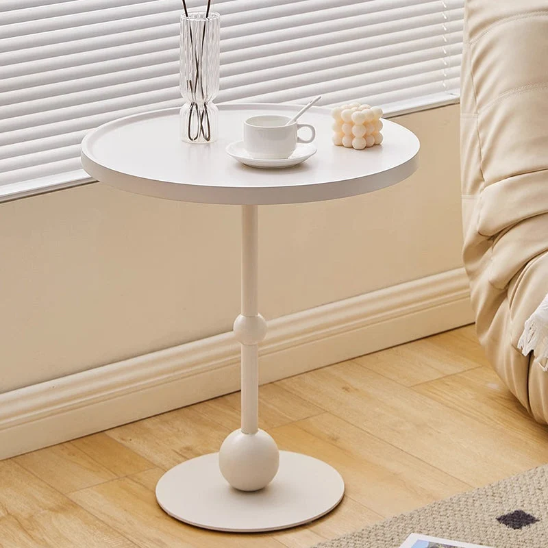 Modern Simplicity Round Cylindrical Glass Medium Density Fiberboard Iron Stainless Steel Side Table 1 - Tray For Living Room