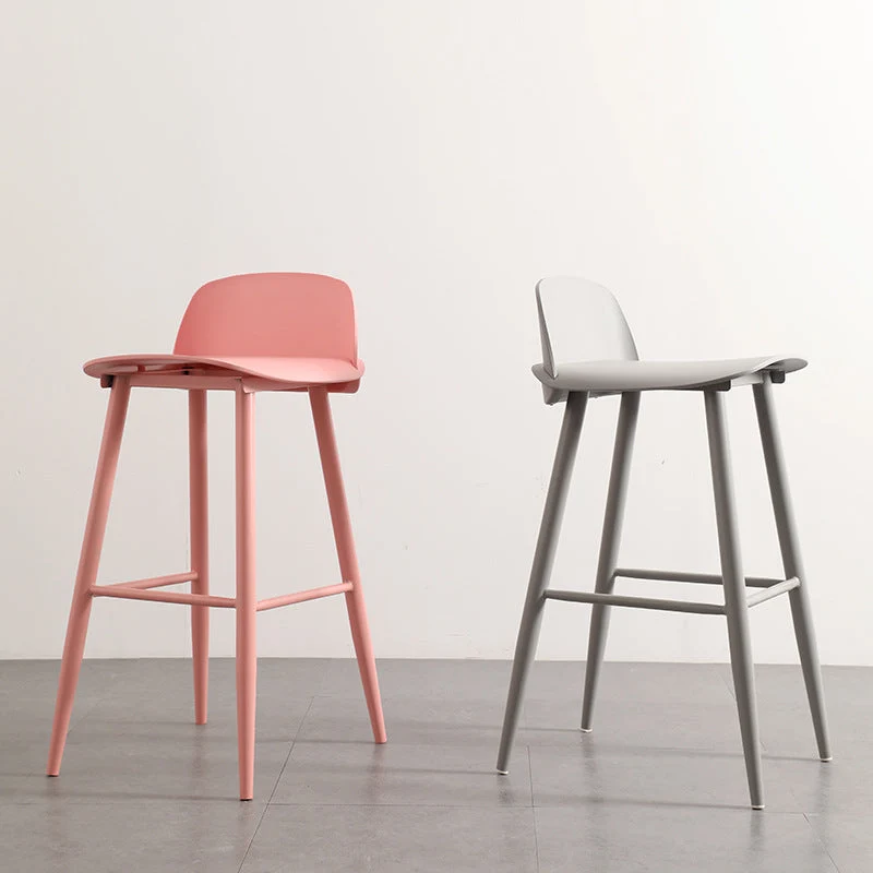 Modern Minimalist Rectangular PC Iron Stand Bar Stool Backrest For Dining Room
