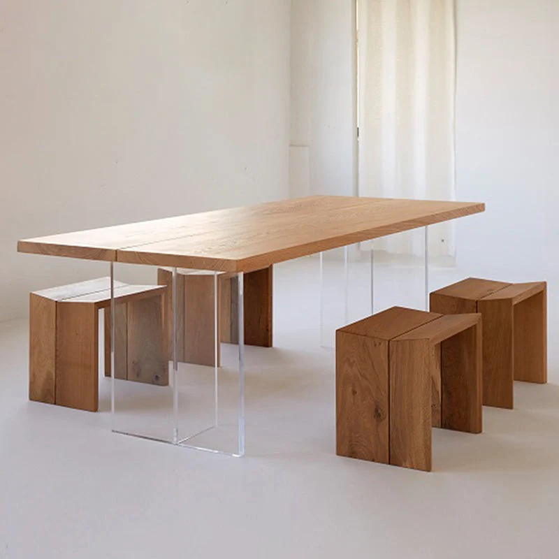 Solid Wood Dining Table Contemporary Style Rectangle Dinette Table for Home Kitchen