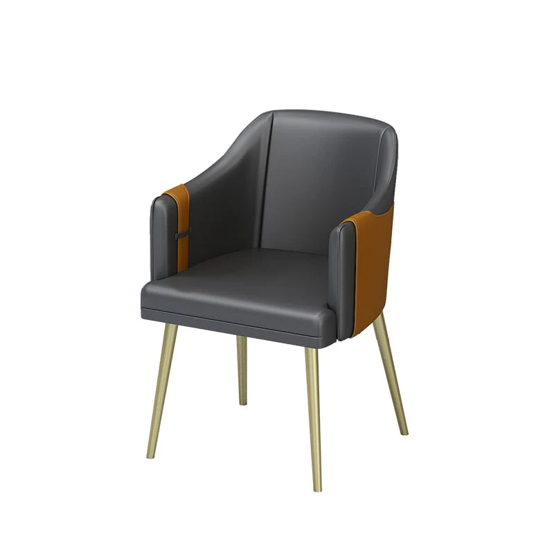 Glam Style Dining Chair Upholstered Faux Leather Dining Arm Chair