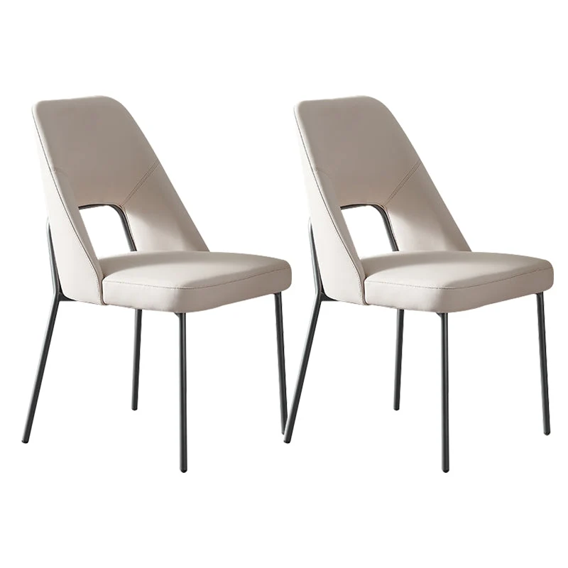 Open Back Side Chair for Home Faux Leather Modern Dining Chair with Black Legs