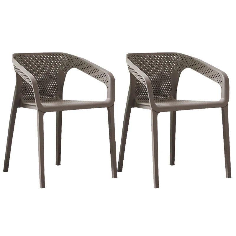 Modern Style Plastic Dining Armchair Open Back Stackable Dining Arm Chair