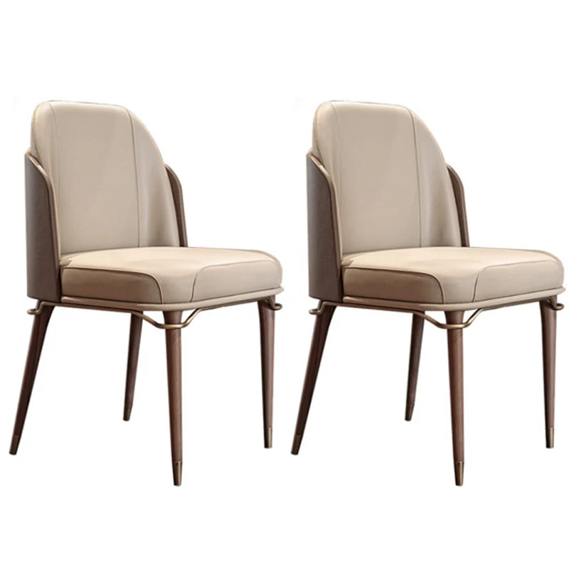 Parsons Leather Dining Chair Contemporary Conference Room Beige Side Chair
