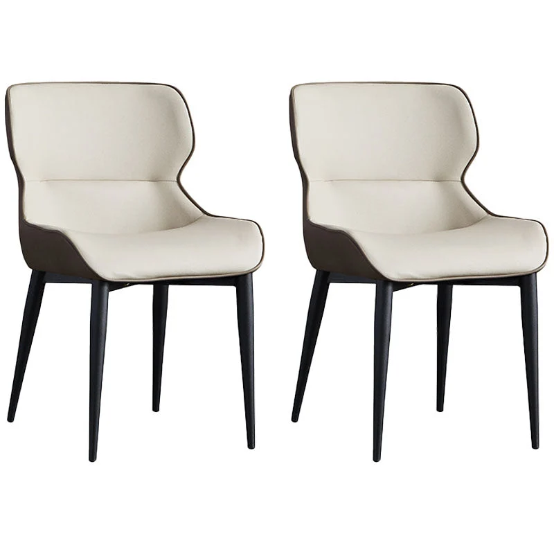 Leather Dining Side Chair Contemporary Style Wingback Parsons Arm Chairs