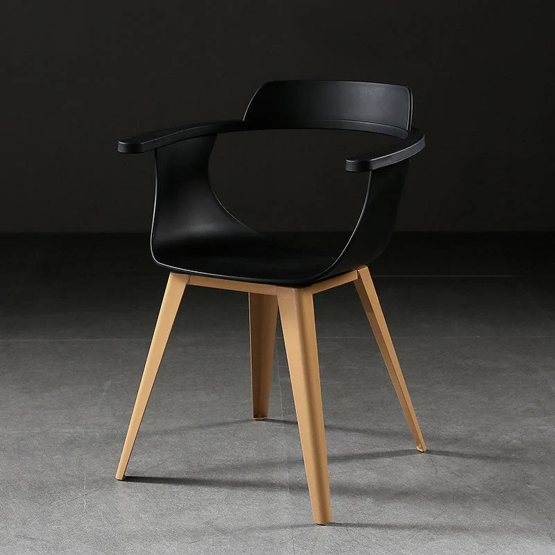 Modern Open Back Side Chair Plastic Arm Chair with Metal Base for Dining Room
