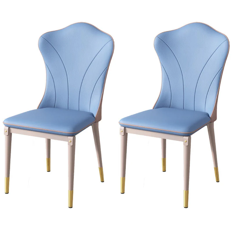Leather Dining Side Chair Scandinavian Design Solid Back Armless Dining Chairs