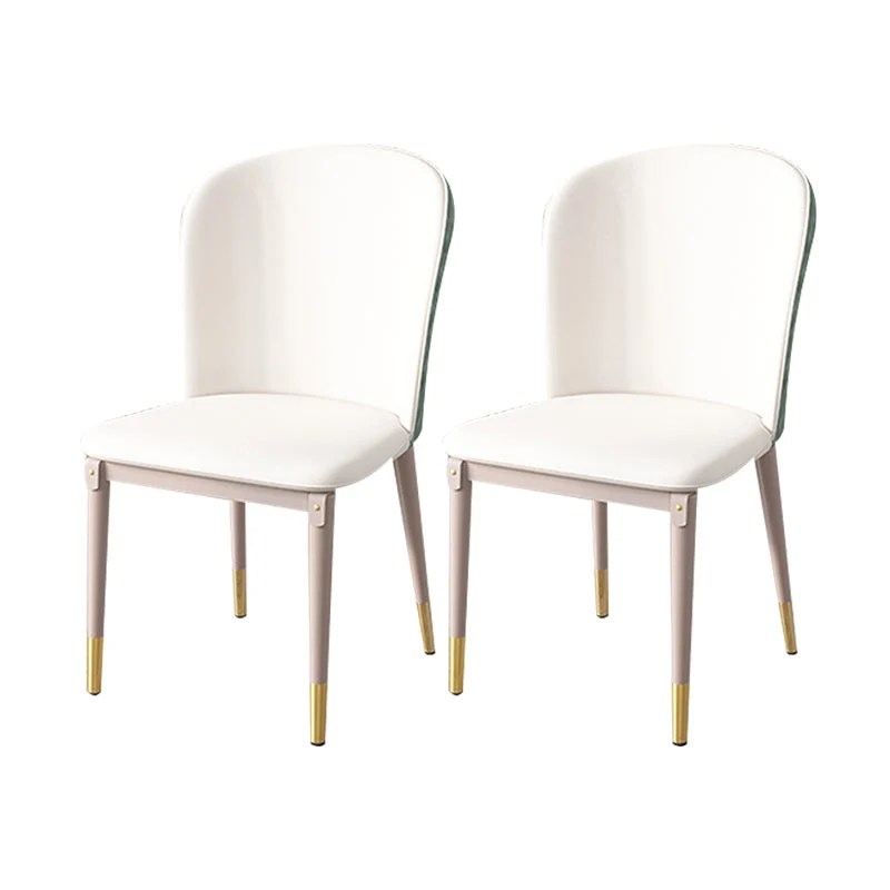 Leather Dining Side Chair Scandinavian Style Armless Solid Back Chairs
