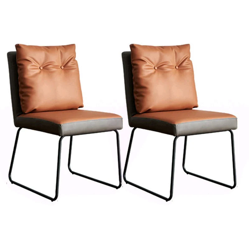 Modern Home Solid Back Chair Leather Matte Finish Dining Chair
