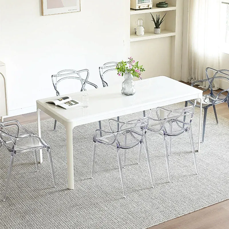 Contemporary Creative Curved Frame PC Plastic Dining Chair Backrest Armrest For Dining Room