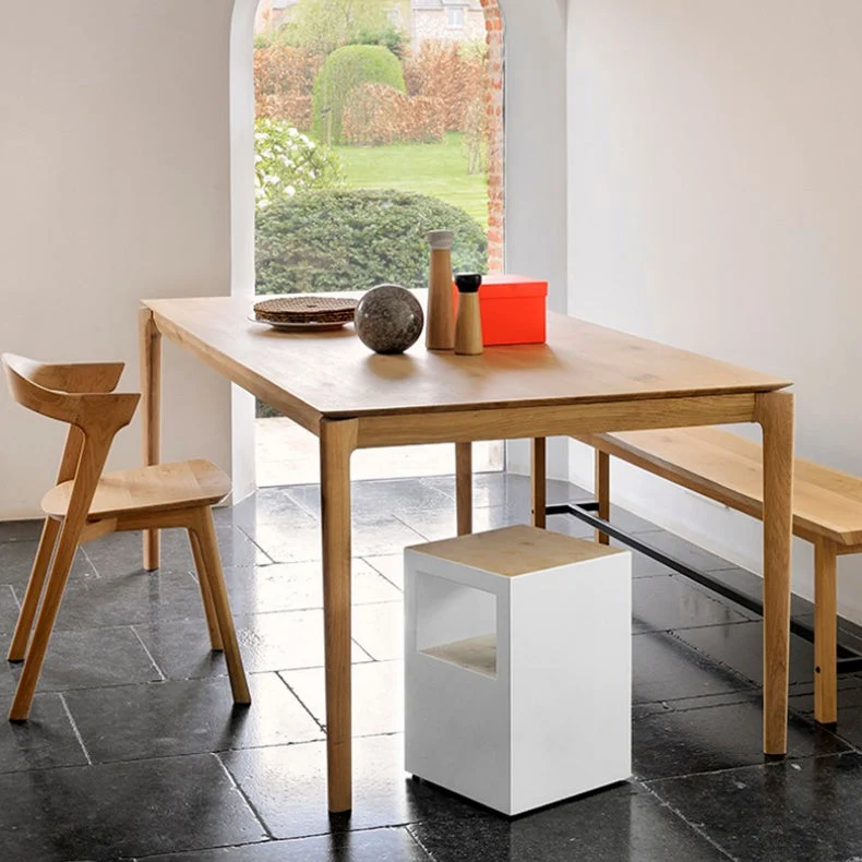 Rectangle Wood Color Dining Table Ashwood Solid Wood Table Modern with 4 Legs