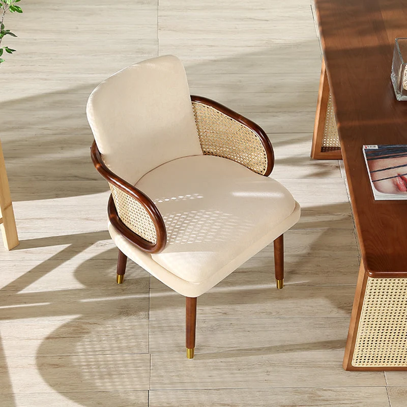 Traditional Style Dining Chair Upholstered Solid Wood Dining Armchair for Home