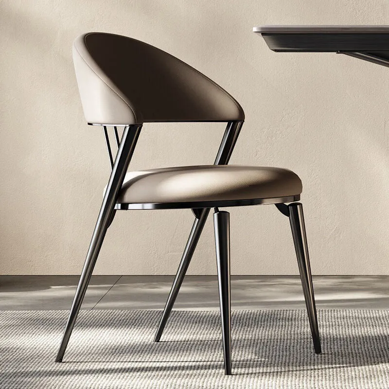 Glam Style Armless Dining Chairs Faux Leather Open Back Side Chair