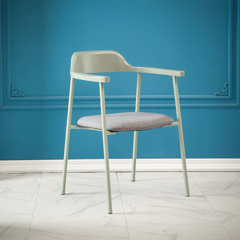 Contemporary Style Dining Chair Metal Open Back Dining Arm Chair