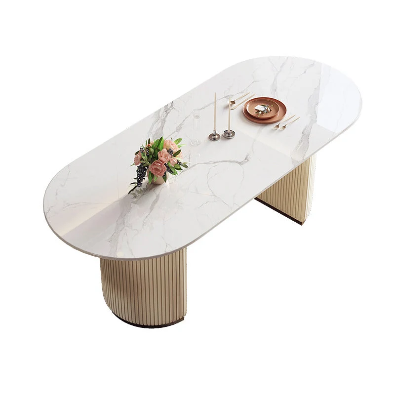 Oval Sintered Stone Dining Table Traditional Luxury Dining Table