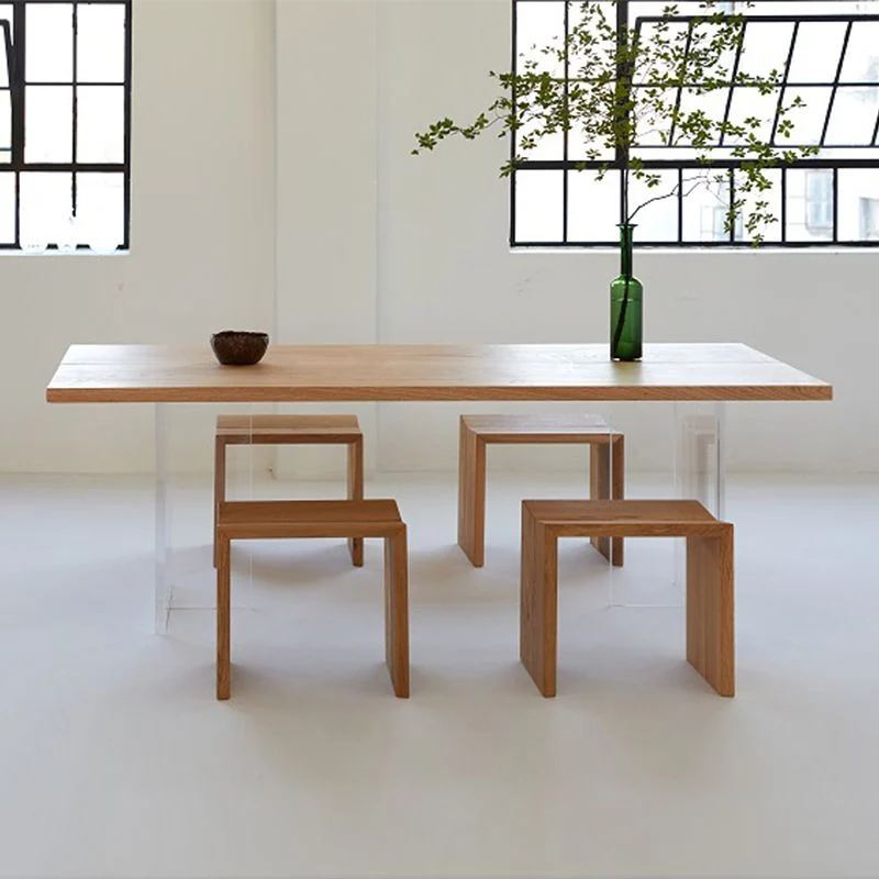 Pine Wood Top Dining Table Traditional Luxury Table with Sled Base