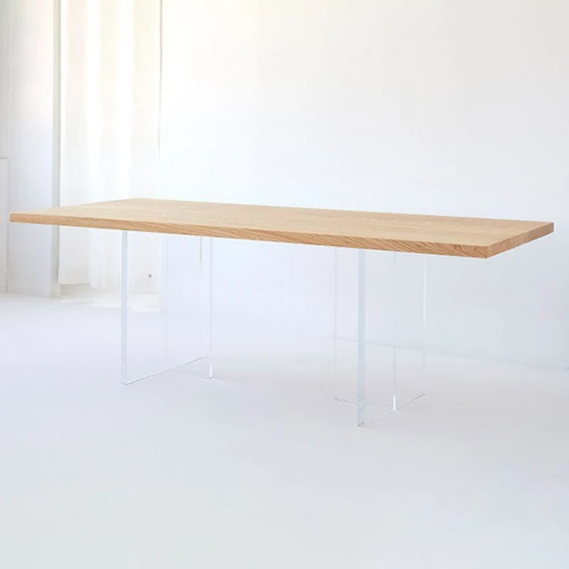Pine Wood Top Dining Table Traditional Luxury Table with Sled Base