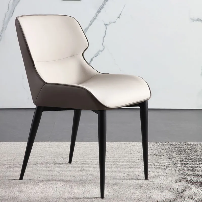Contemporary Faux Leather Dining Chair Wingback Parsons Chair for Home Use