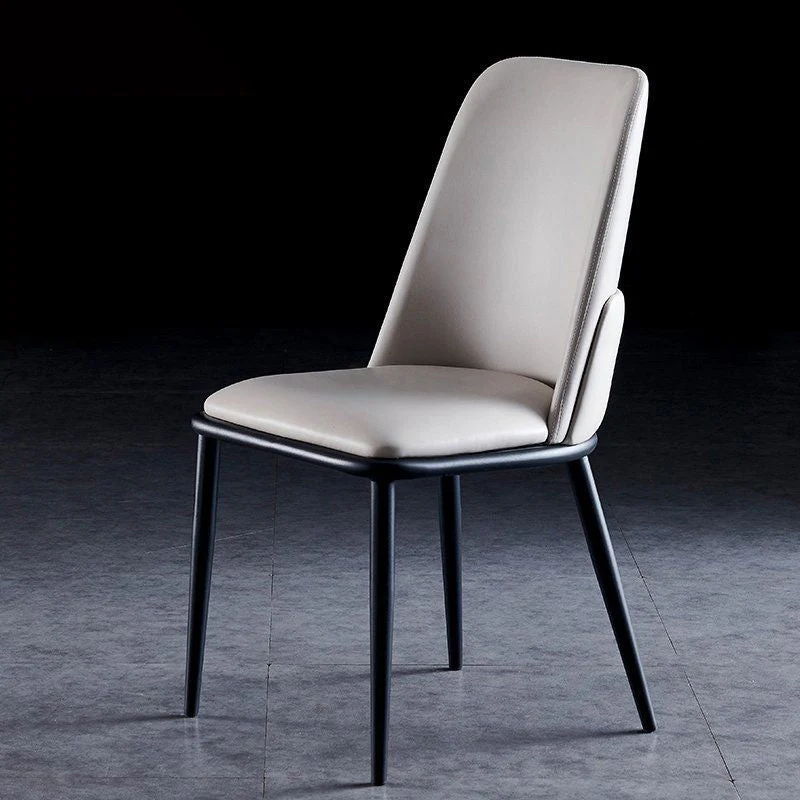 Metal Contemporary Indoor-Outdoor Side Chair Solid Back Dining Chair