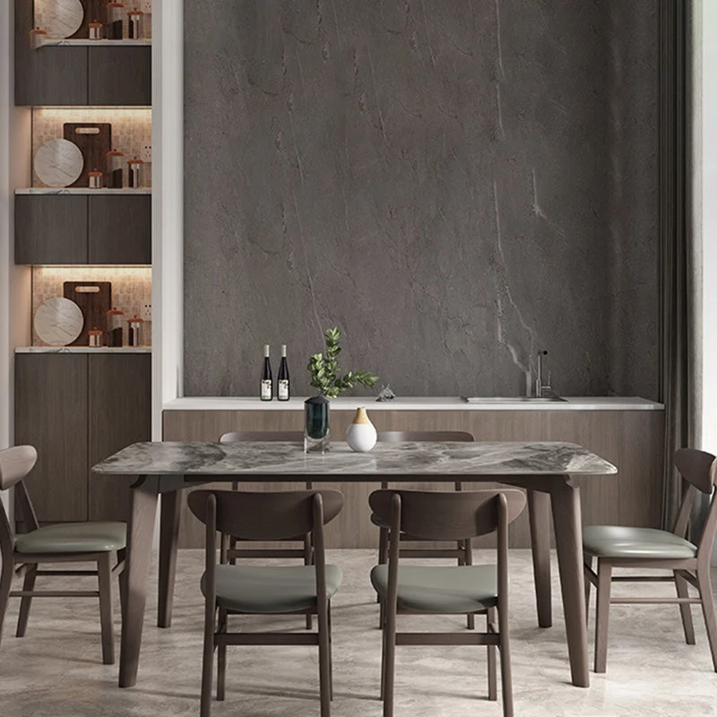 Contemporary Nordic Rectangular Ash Wood Slab Dining Table & Chair For 4/6 Seats