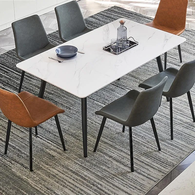 Rectangle 4 Legs Kitchen Table Industrial Sintered Stone Dining Desk