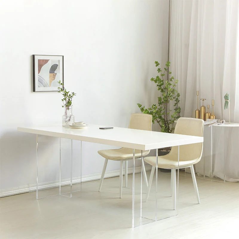 Wood Top Dining Table Double Pedestal Table for Home Kitchen Dinner