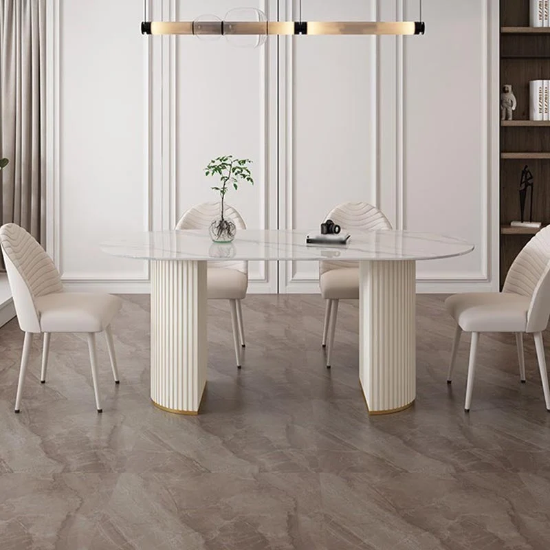 Traditional Luxury Dining Table with White Marble Oval Dining Table for Home