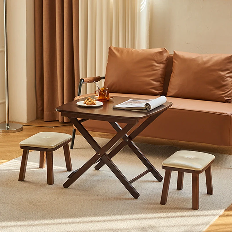 Traditional Vintage Square Rubberwood Foldable Table For Living Room
