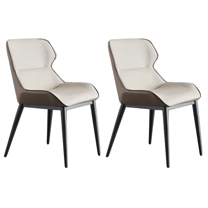 Upholstered Dining Chair Faux Leather and Metal Dining Room Chair