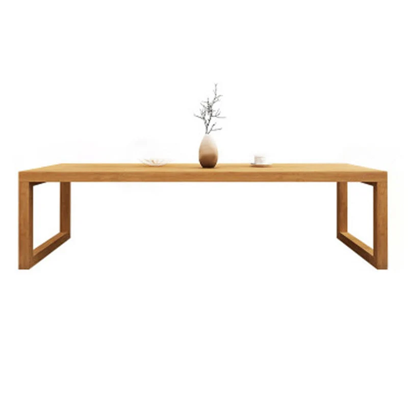 Solid Wood Top Dining Table Traditional Luxury Rectangle Table with Sled Base