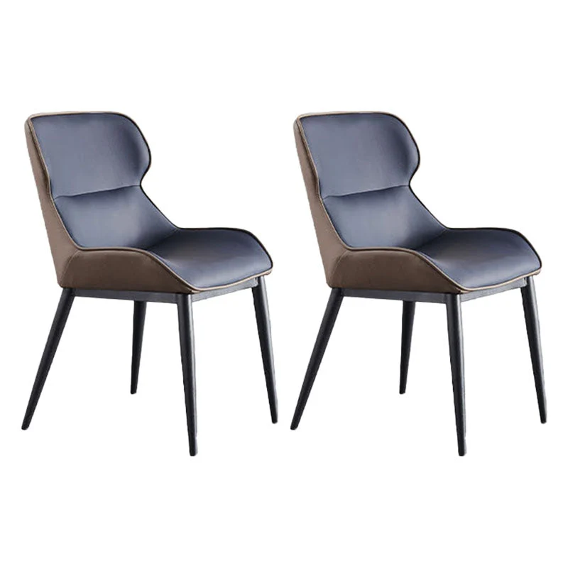 Contemporary Metal Dining Room Chair Arm Faux Leather Side Chair