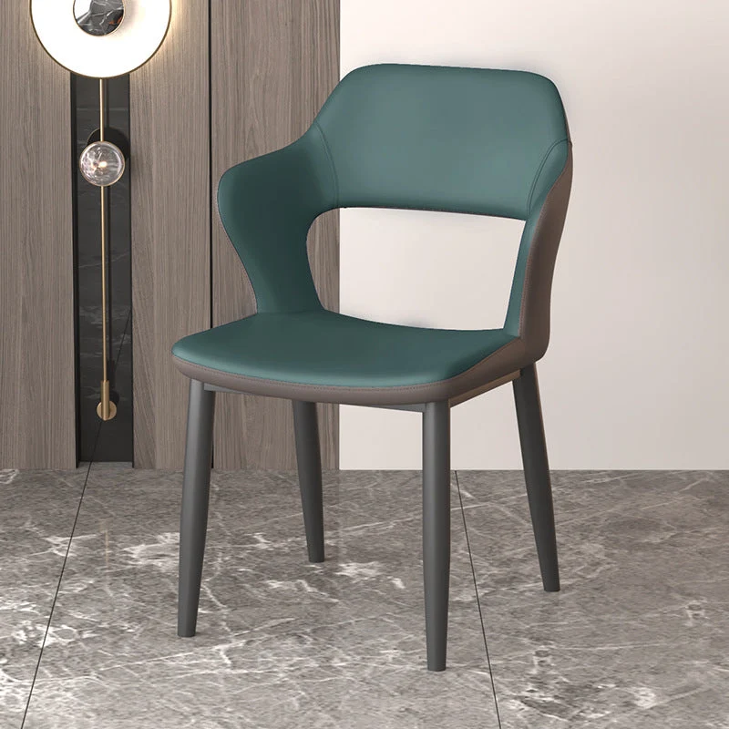Modern Faux Leather Dining Side Chairs Open Back Dining Arm Chair for Dining Room