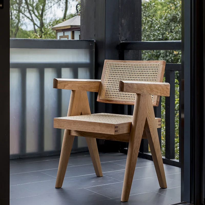 Traditional Style Chair Dining Open Back Arm Chair for Kitchen with Wooden Legs