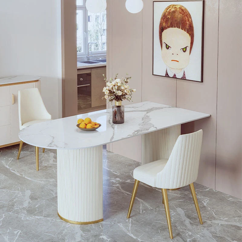 Metal Traditional Luxury Table Free Form Marble Top Table for Home