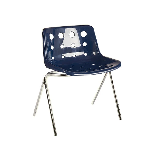 Contemporary Style Armless Chair Plastic Dining Chair with Metal Legs