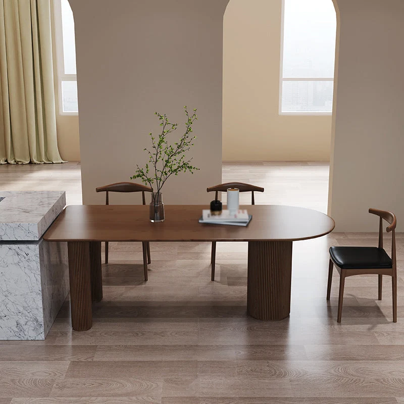 Solid Wood Contemporary Free Form Dining Table Pine Wood Top Table with 3 Legs